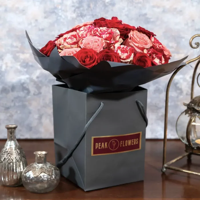 Roses In Love | Peak Flowers | Flower Delivery | Sophia Lauren, Red Naomi & Harlequin Roses