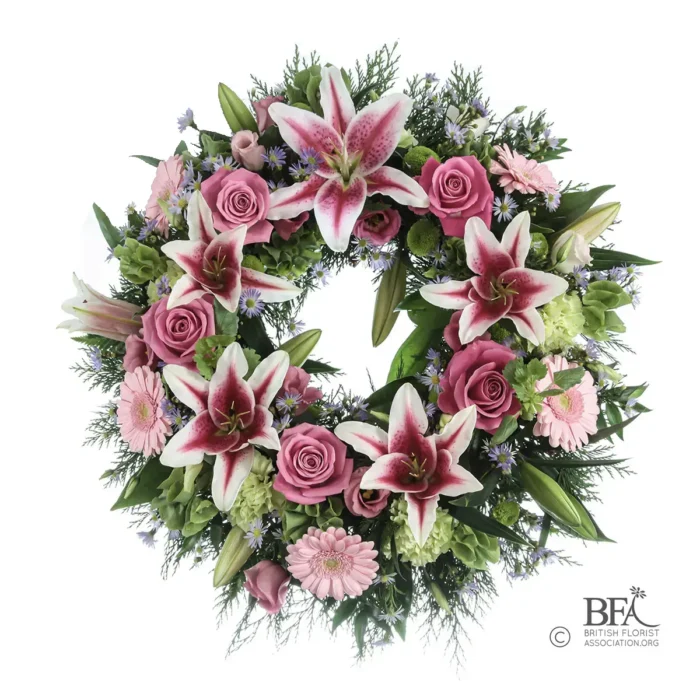 Peak Flowers - Funeral Flowers - Lilies & Roses Wreath