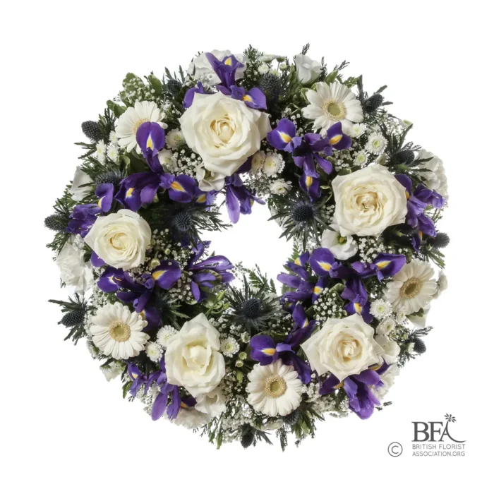 Peak Flowers - Funeral Flowers - Irises & Roses Wreath